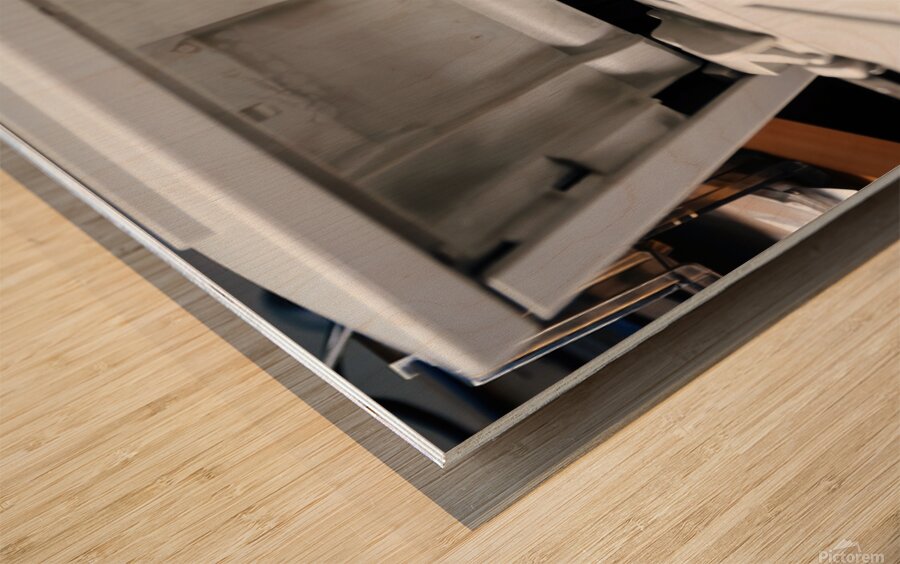 Dirty with printing dust from toner open paper tray on the vintage laser printer Wood print