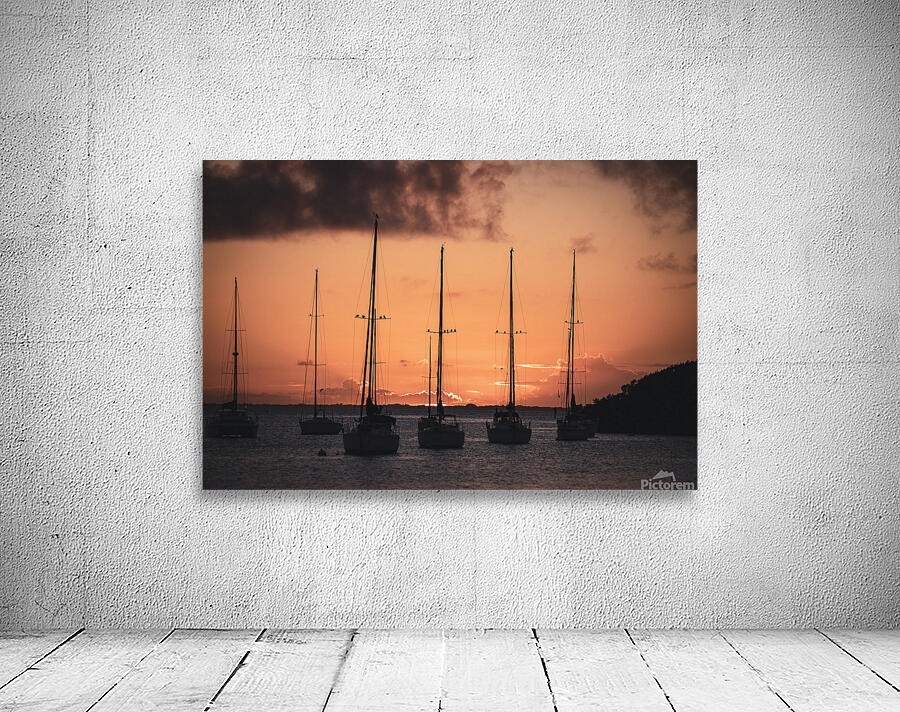 Sunset Sailboats Wall Preview