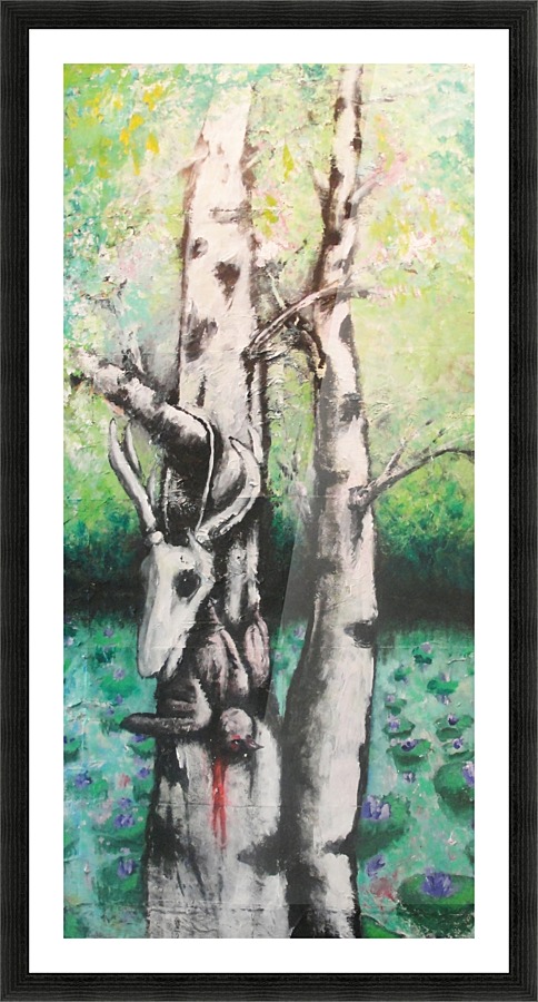 Birch Tree and Skull Picture Frame print