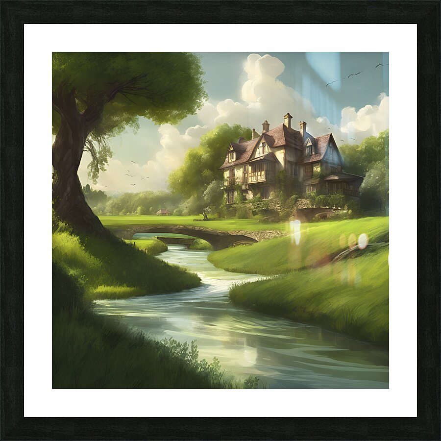 A painting of the beautiful time in the countryside Picture Frame print