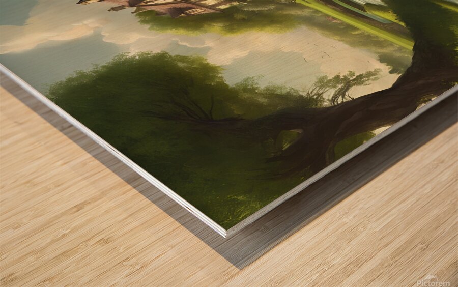 A painting of the beautiful time in the countryside Wood print