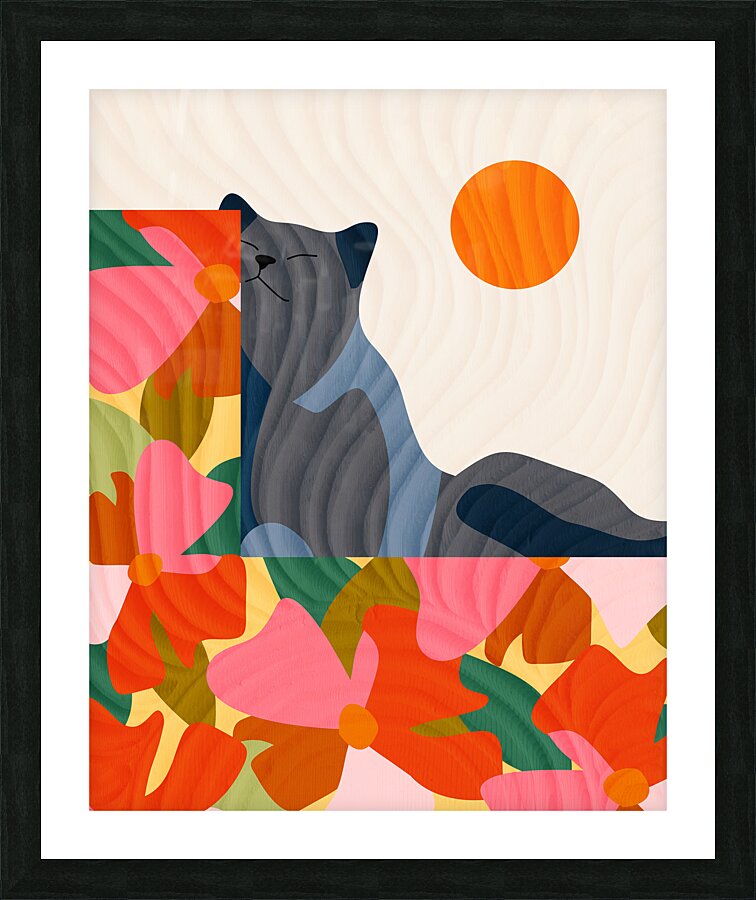 Sunny Garden Cat Picture Frame print
