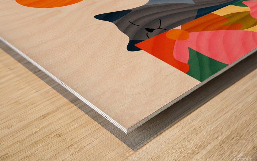 Sunny Garden Cat Wood print