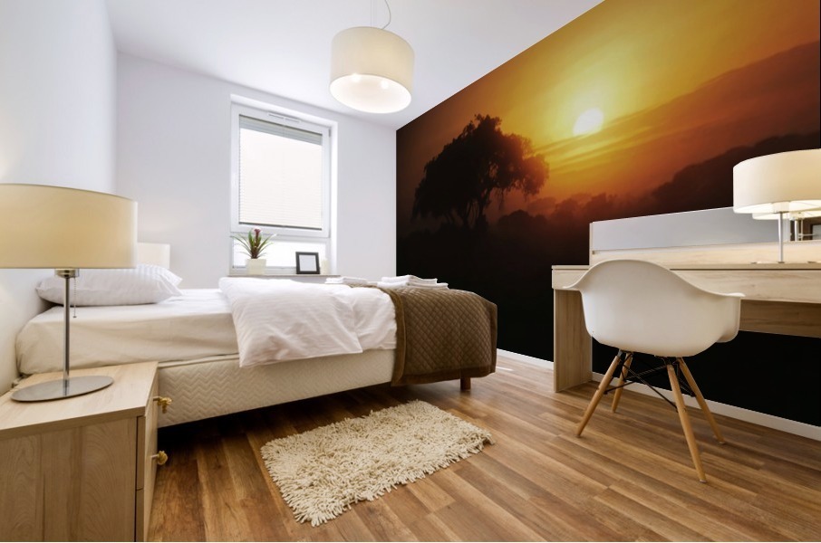 Sunset on the Serengeti Mural print