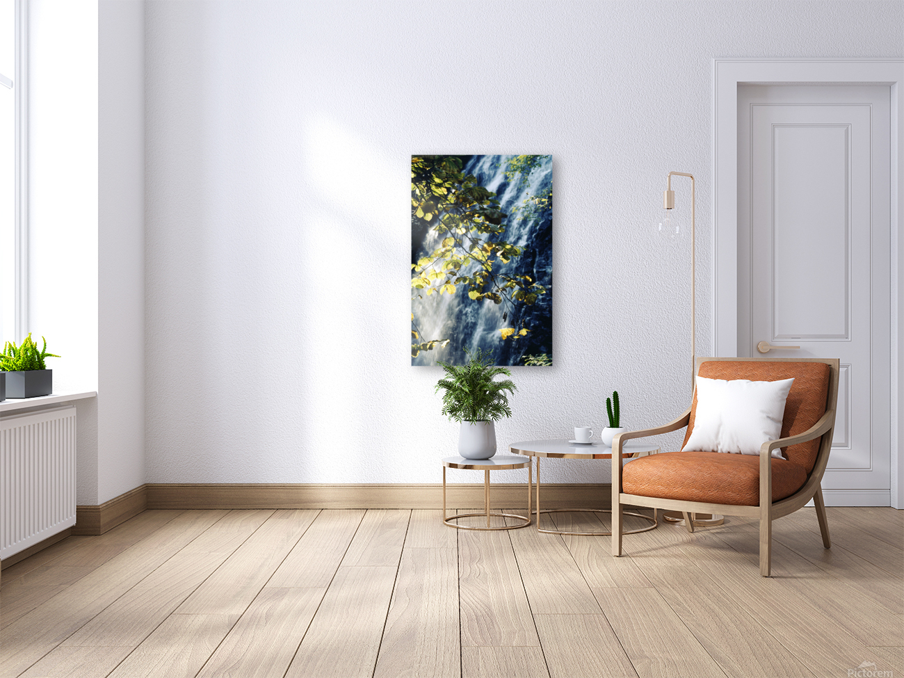 Cascade Under Forest Light Reproduction