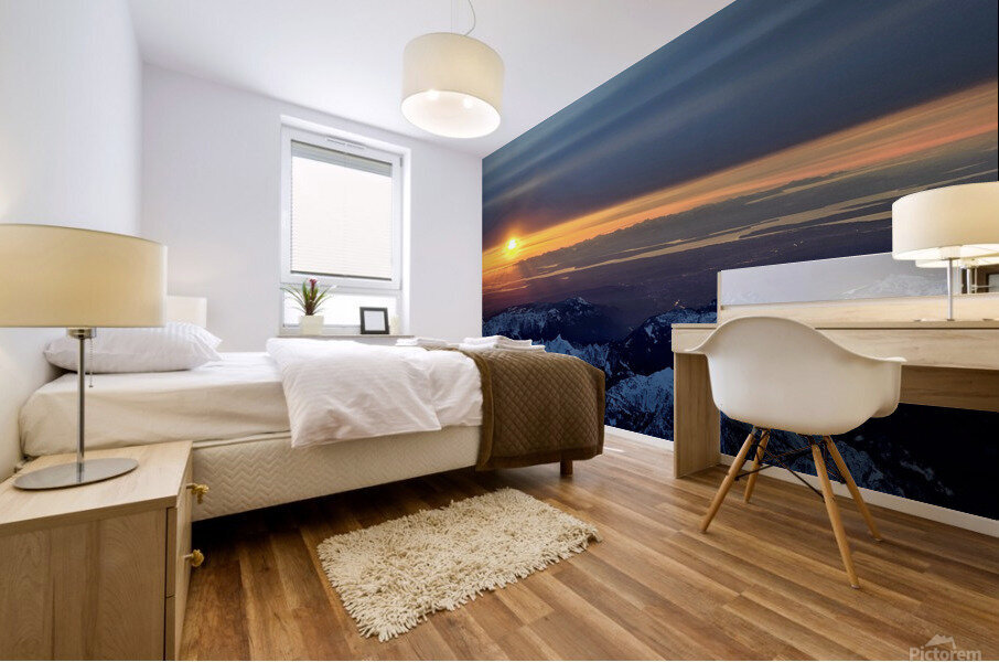 Sunrise over mountains Mural print