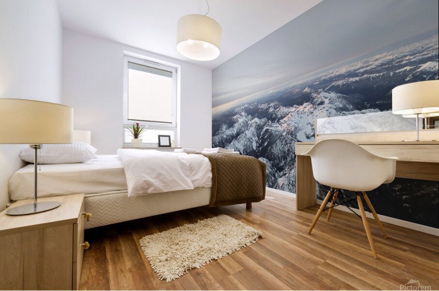 Snowcapped mountain range Mural print