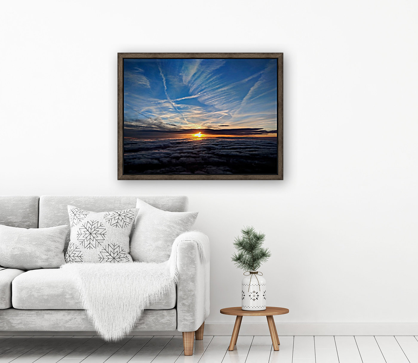 Dramatic sunset behind clouds Reproduction