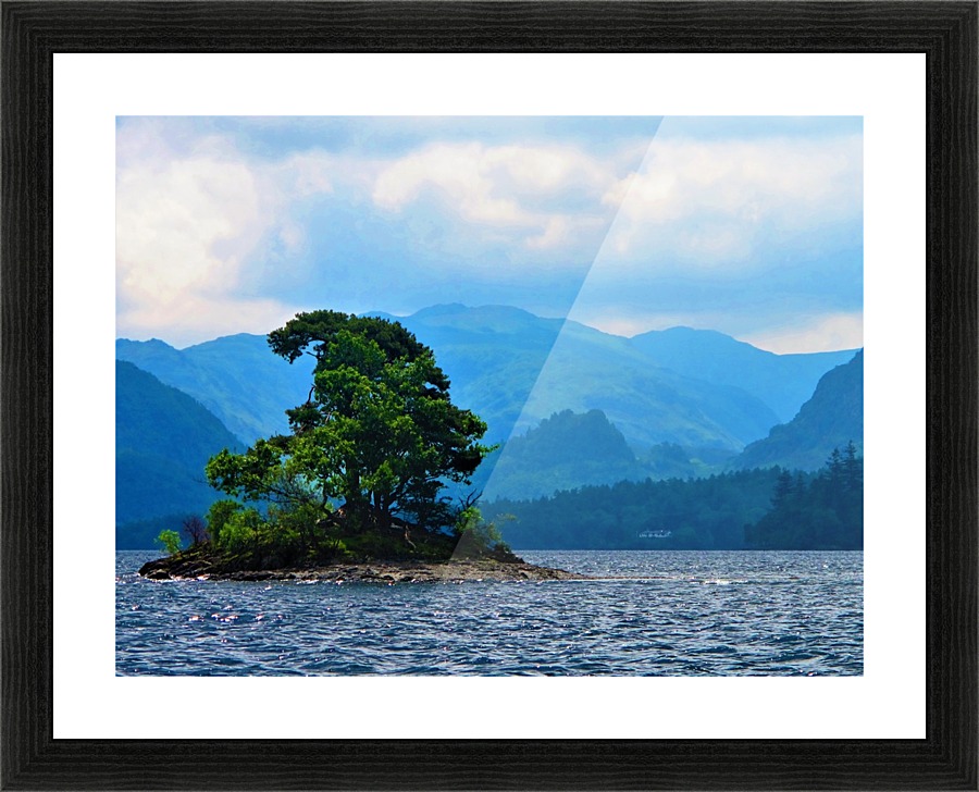 Green against the blue Picture Frame print