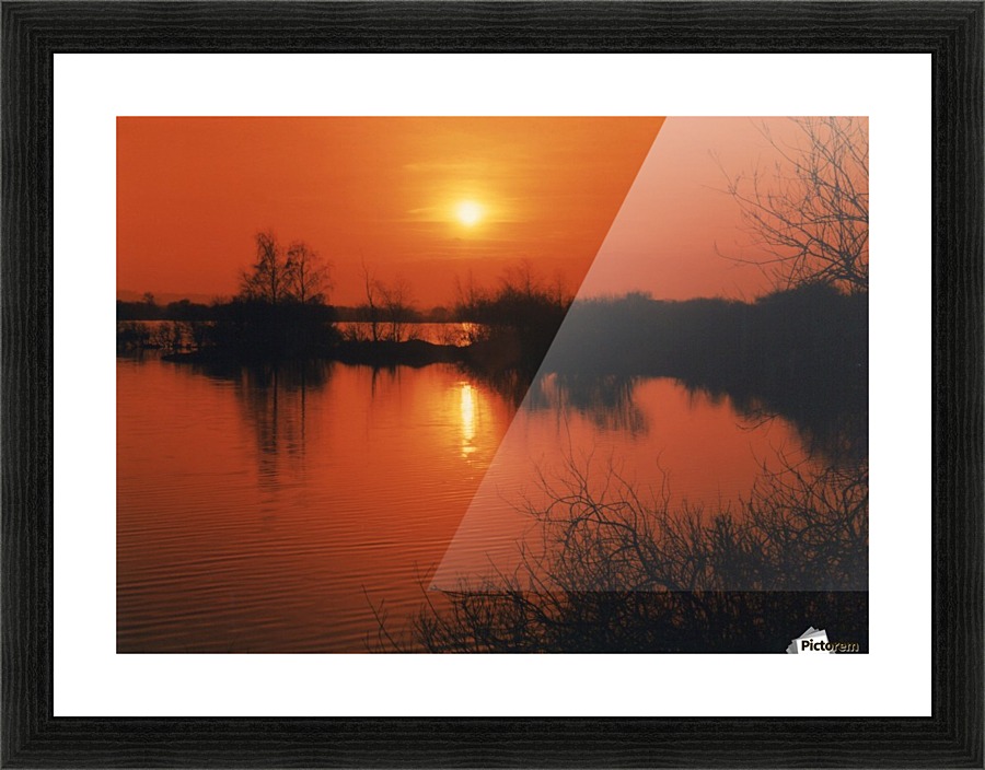 Red lake sunset Picture Frame print