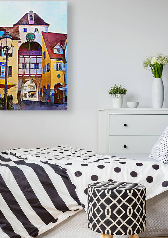 Meersburg clock tower watercolor by TatianaTravelways