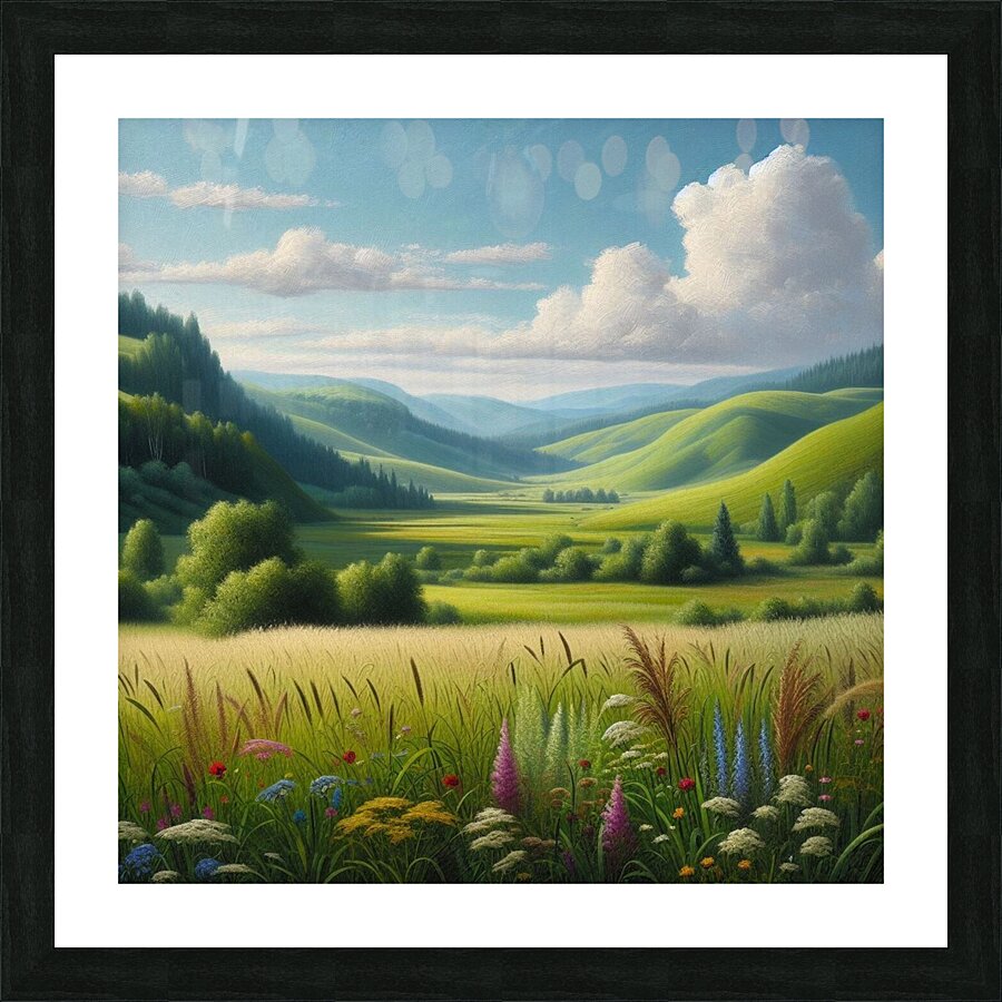 Oil painting of a natural landscape. Picture Frame print