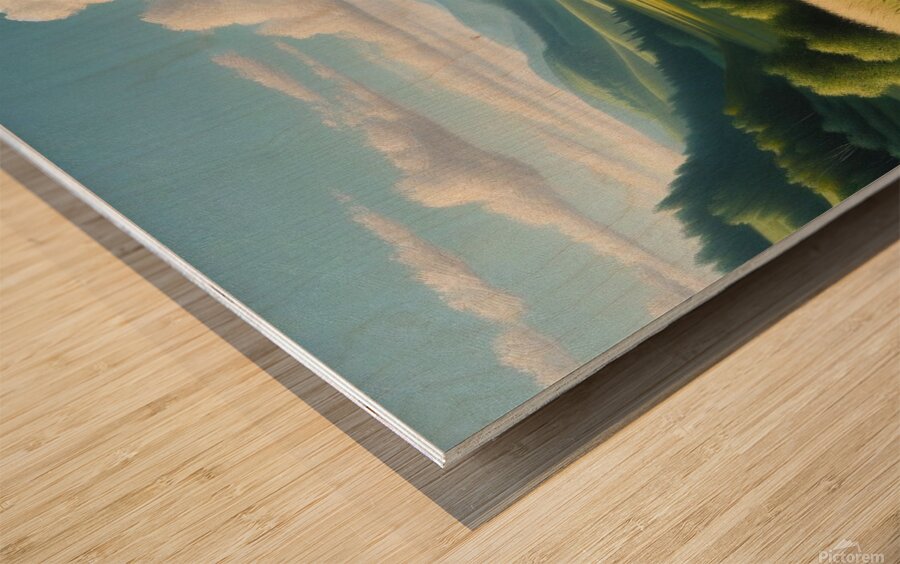 Oil painting of a natural landscape. Wood print