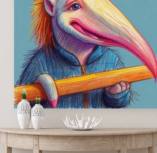 Default A cartoon anteater with its tongue sticki by Artisan Print Studio