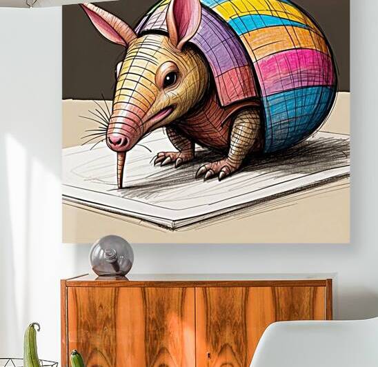 Default A cartoon armadillo curled up in a ball w by Artisan Print Studio