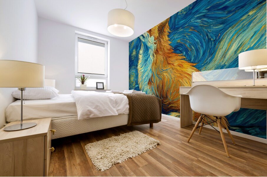 Starry Night Fox Mural print