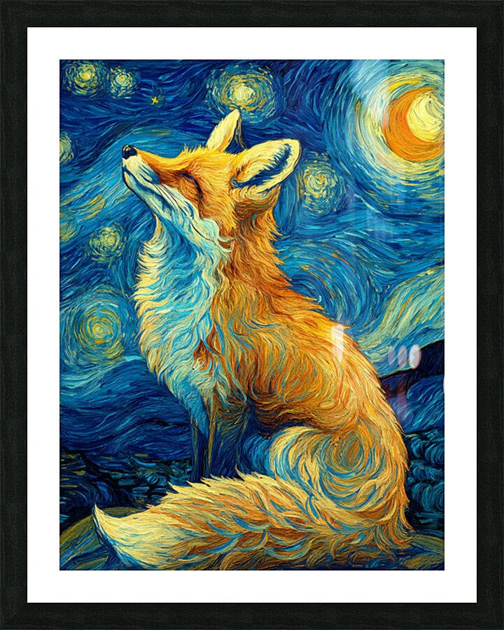 Starry Night Fox Picture Frame print