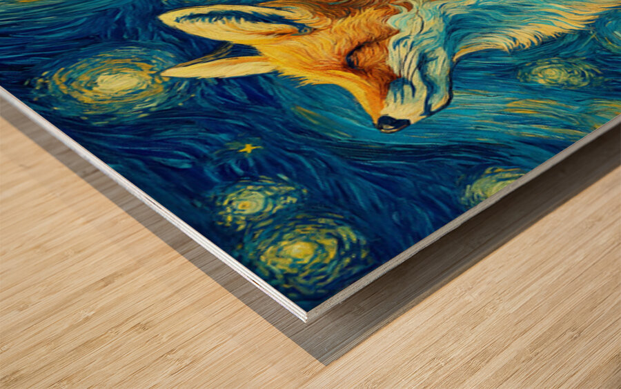 Starry Night Fox Wood print