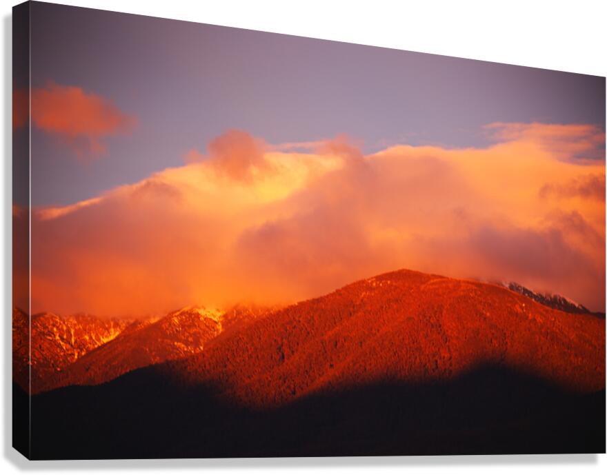 Red Yellow With Blue Sunset Canvas Print