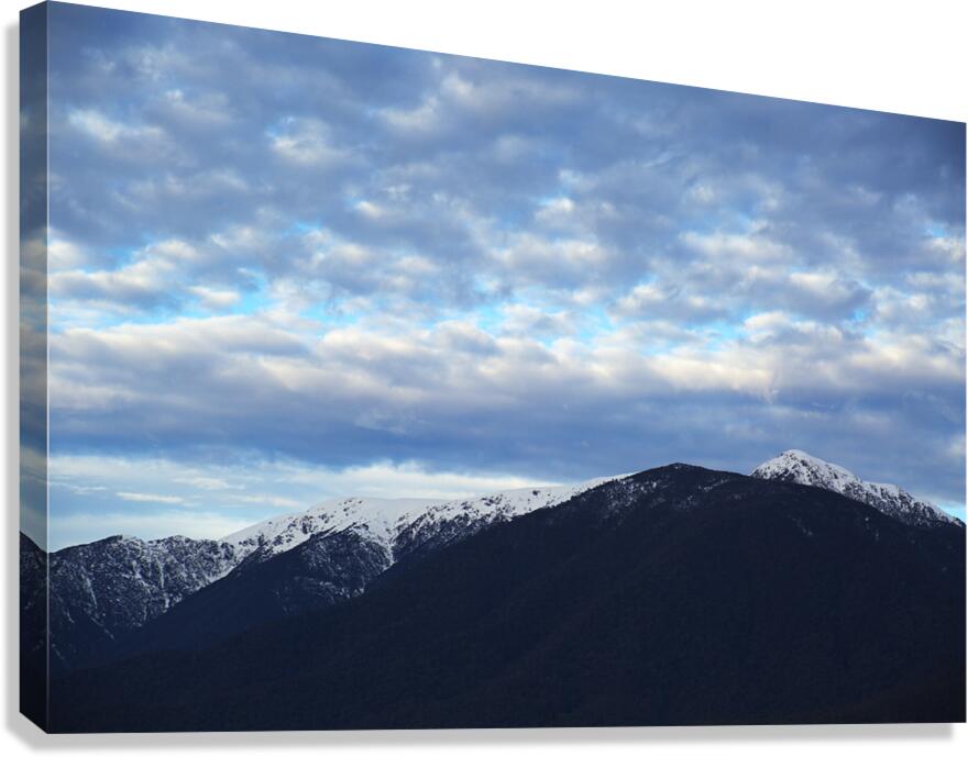 Snow-Capped Mountain Cloudy Sky Canvas Print