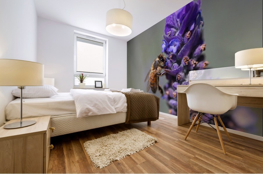 Bee Feast On Lavender  Mural print