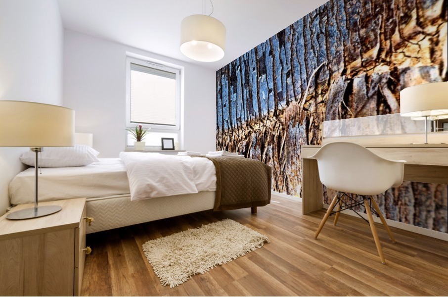 Palm Tree Trunk Blues Mural print