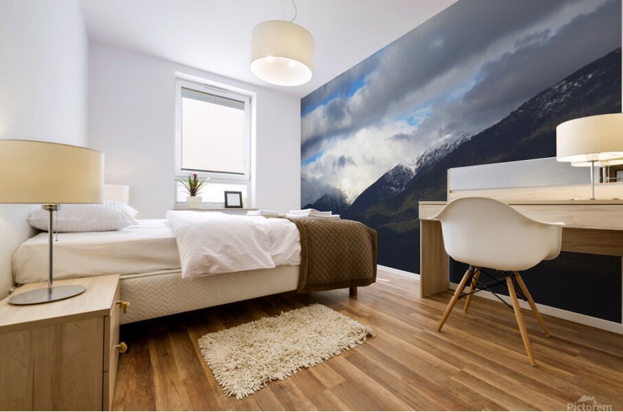Dramatic Clouds Last Snow Winter Mural print