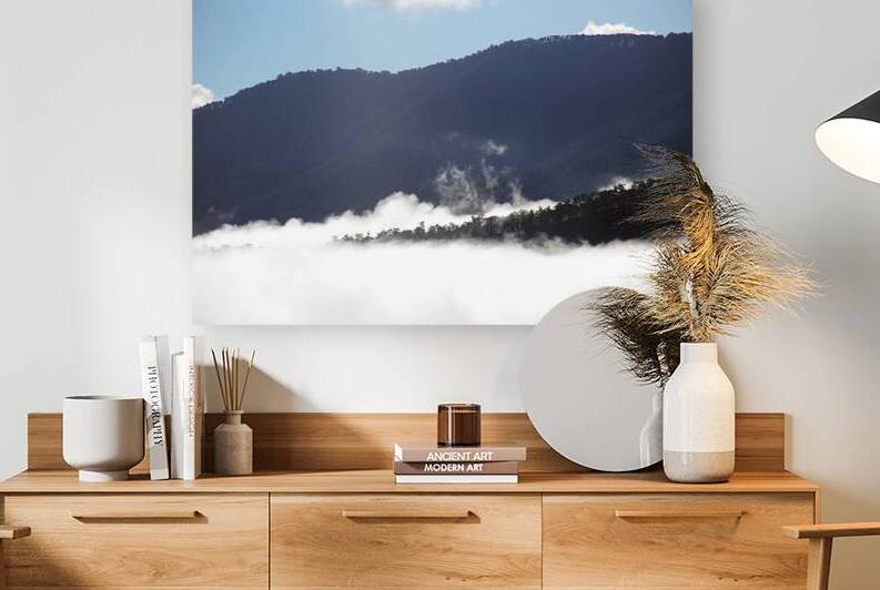 Mountain And Trees In The Mist by Joy Watson