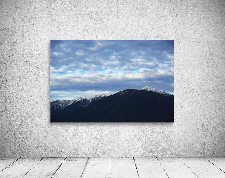 Snow-Capped Mountain Cloudy Sky Wall Preview