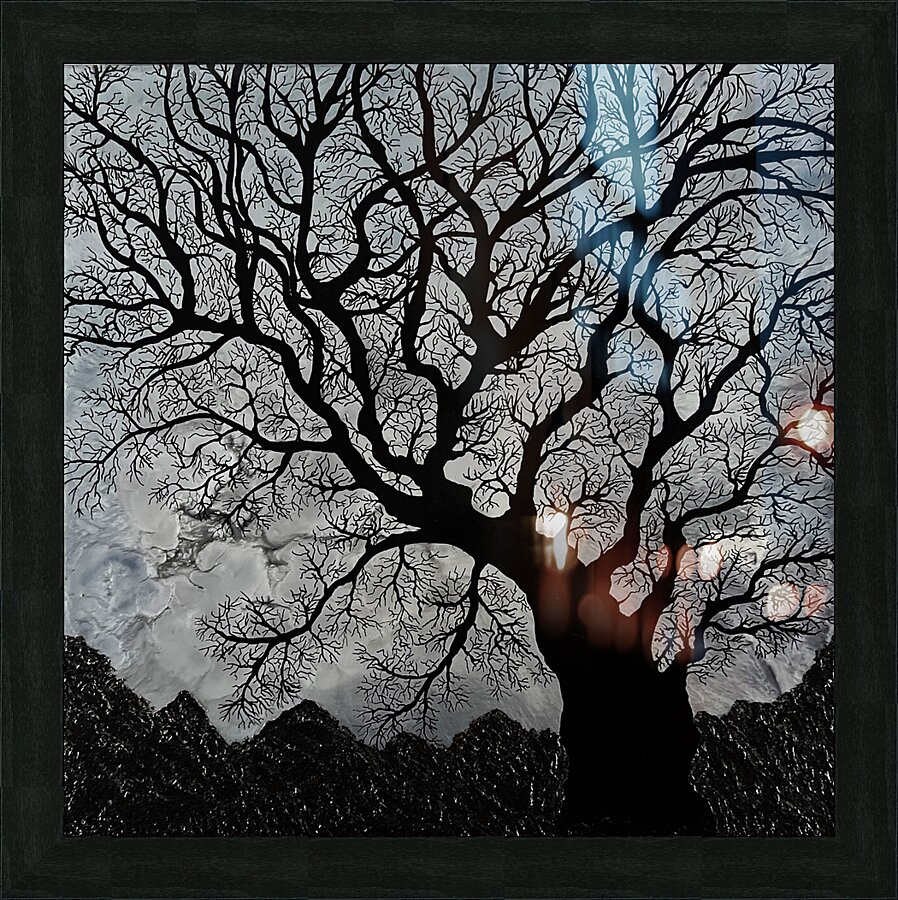 STORMY NIGHT   24 x 24 Gallery Canvas   Metallic Picture Frame print