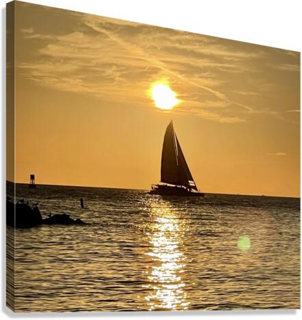 Sailing into the sun Canvas Print