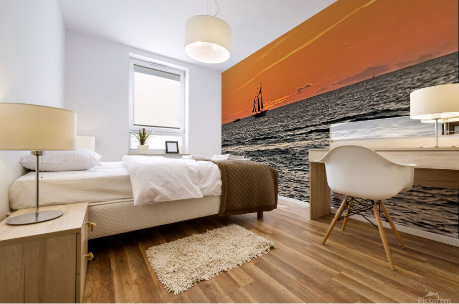 Riding into the sunset Mural print