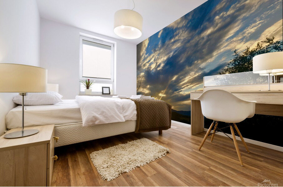 Sunset at the cemetery Mural print