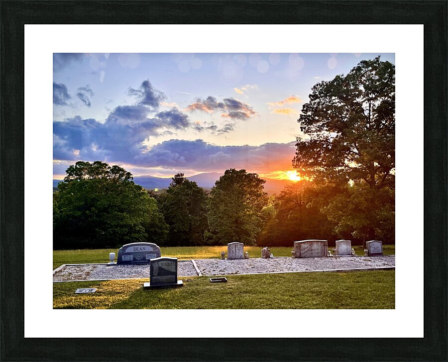 Sunset at th cemetery  Picture Frame print