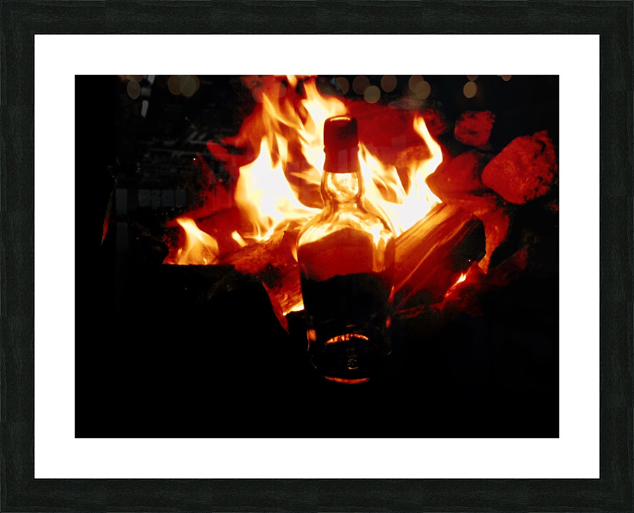 Sipping by the fire Picture Frame print