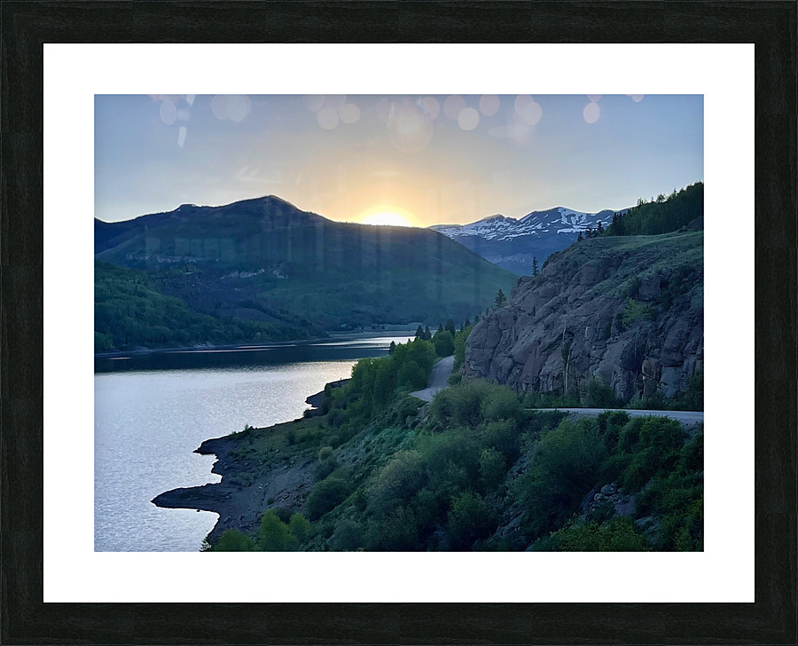 Sunset over the lake Picture Frame print