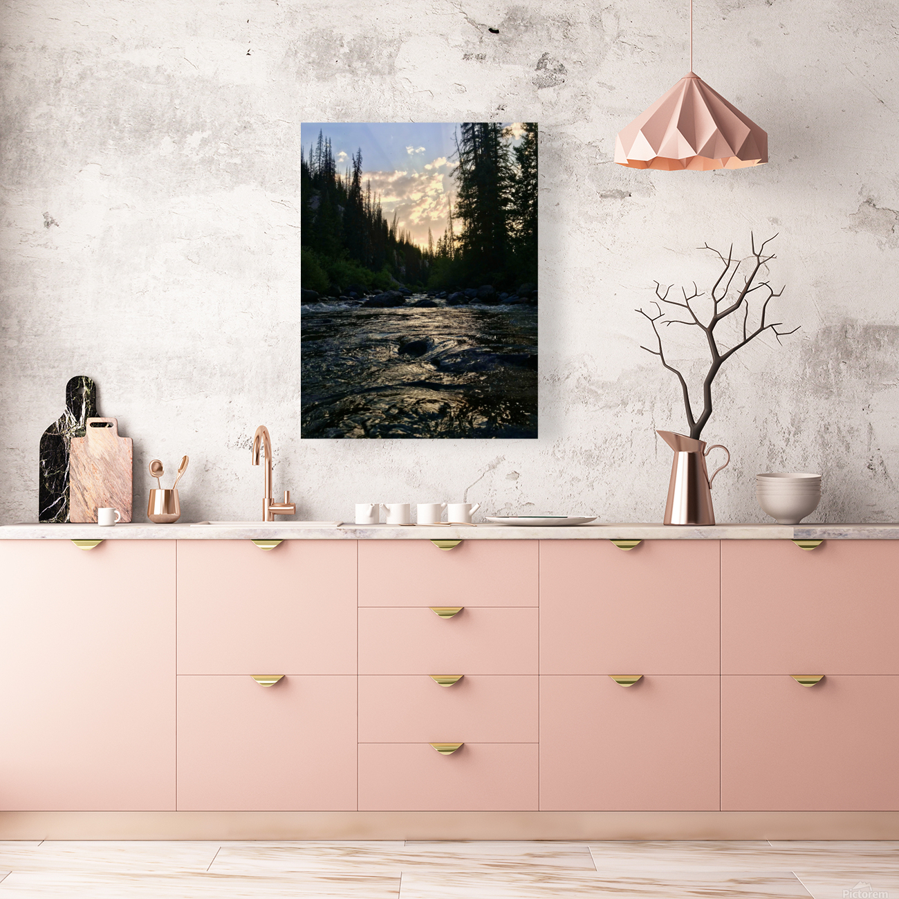 Sunset on the river Reproduction