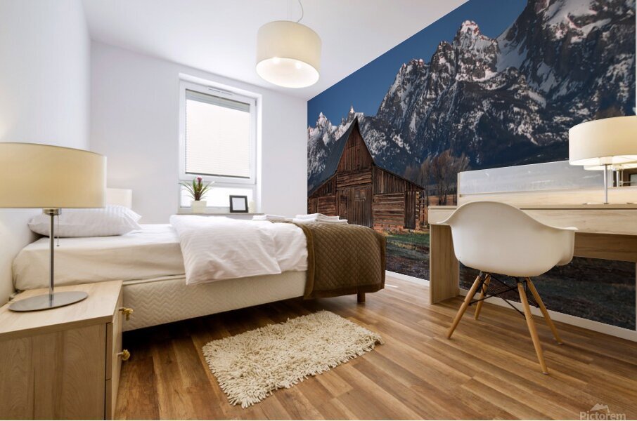 mountain barn Mural print