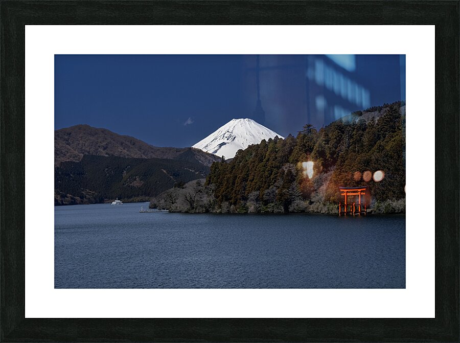 mt fuji red gate Picture Frame print