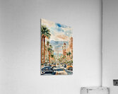 Watercolor Style Painting of Lively Las Vegas Boulevard with Iconic Clock Tower-UN44  Acrylic Print
