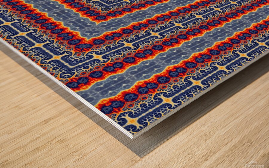 Blue fractal maze 1 Wood print