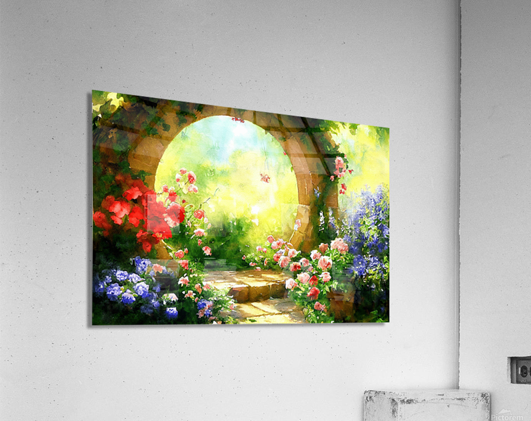 A Moon Gate Opening up into a Beautiful Garden by Granny Mouse Wall Art