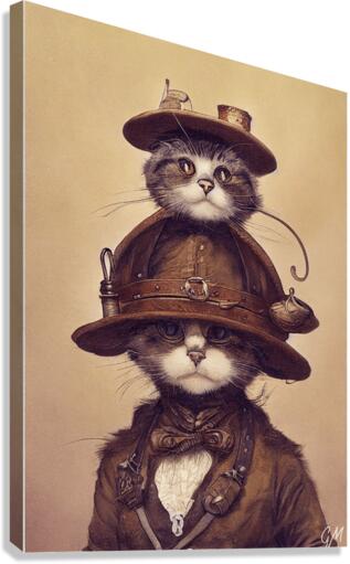Steampunk Cat & Kitten Canvas Print