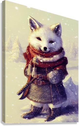 Snow Fox in Chainmail Canvas Print