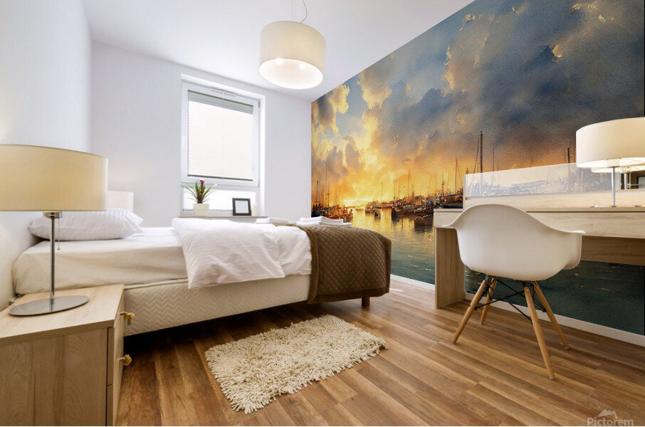 A Cornish Harbour Mural print