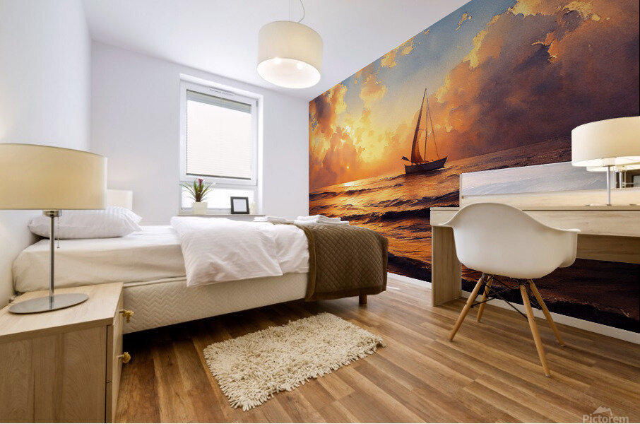 Sailing into the Sunset Mural print
