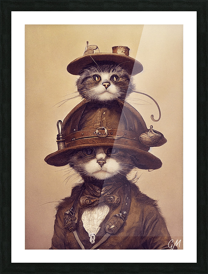 Steampunk Cat & Kitten Picture Frame print