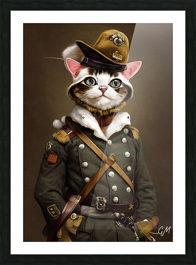 Soldier Cat Picture Frame print