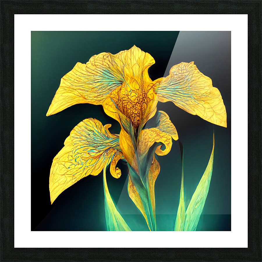 Fractal Yellow Iris Picture Frame print