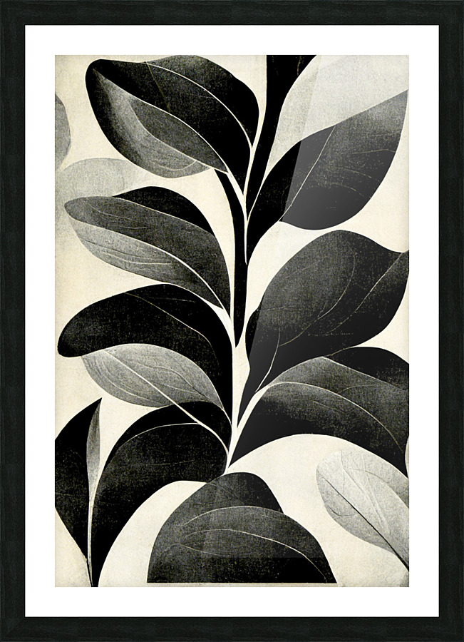 Monochrome Leaves Picture Frame print